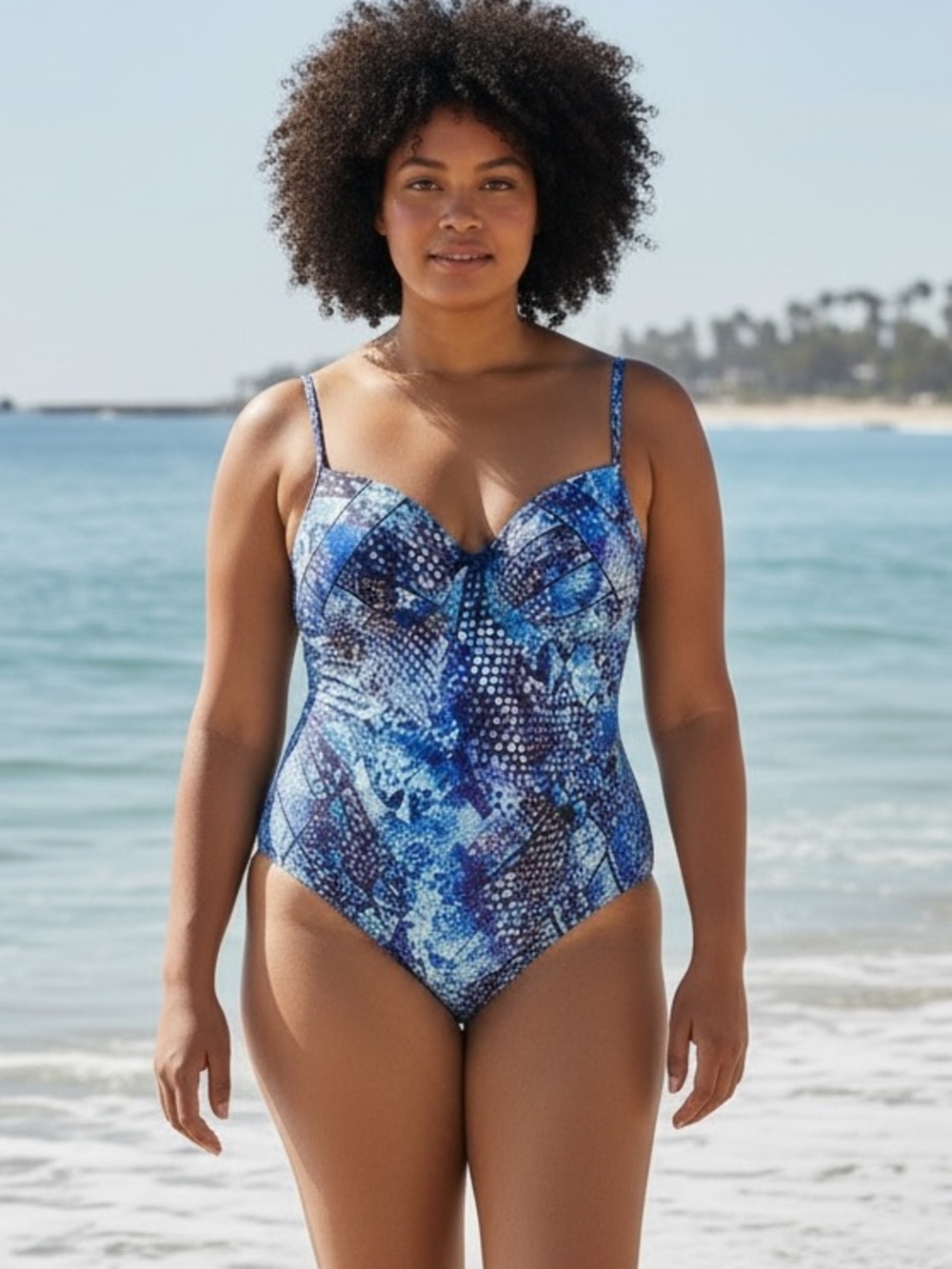 SPANX Swimsuit One Piece Blue Slimming Bathing Suit Swimsuit